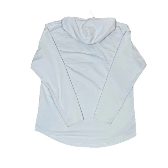 BYLT Drop Cut Long Sleeve Hooded Henley LUX Size Large Light Blue Comfort Casual - Picture 2 of 5